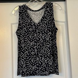 LOFT Navy White Floral V-neck Sleeveless Top Size XS NWT